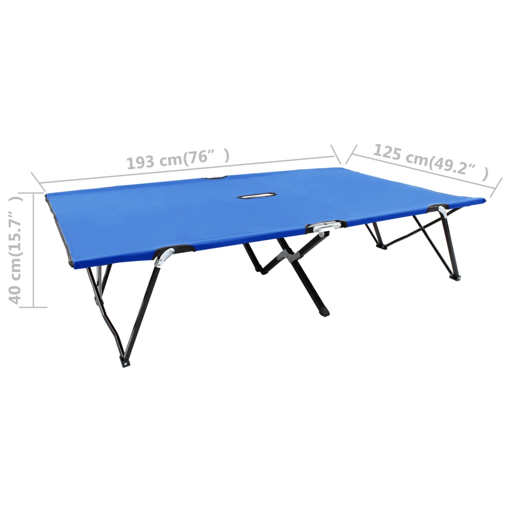 Lettino Prendisole Pieghevole Due Persone Blu in Acciaio - homemem39