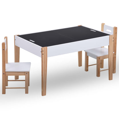 Set Sedie e Tavolo Lavagna per Bambini 3 pz Nero e Bianco | homemem39