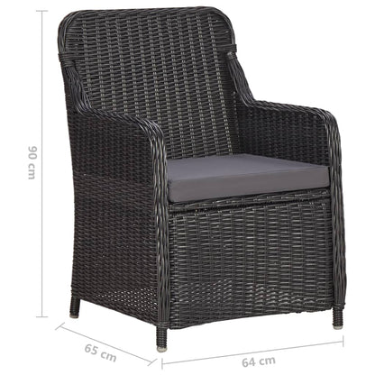 Set Bistrot da Giardino 3 pz con Cuscini in Polyrattan Nero - homemem39