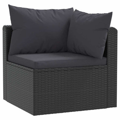 Set Divani da Giardino 7 pz con Cuscini in Polyrattan Nero | homemem39