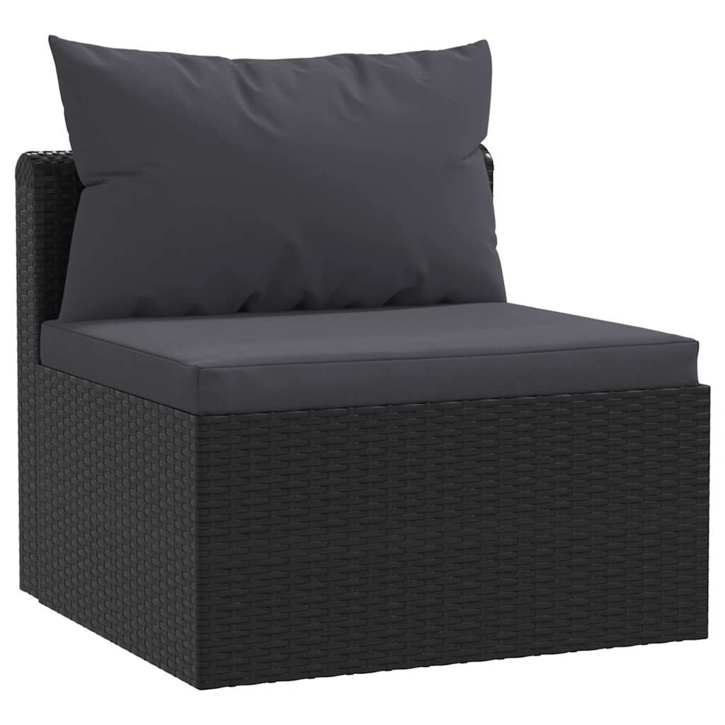Set Divani da Giardino 7 pz con Cuscini in Polyrattan Nero | homemem39