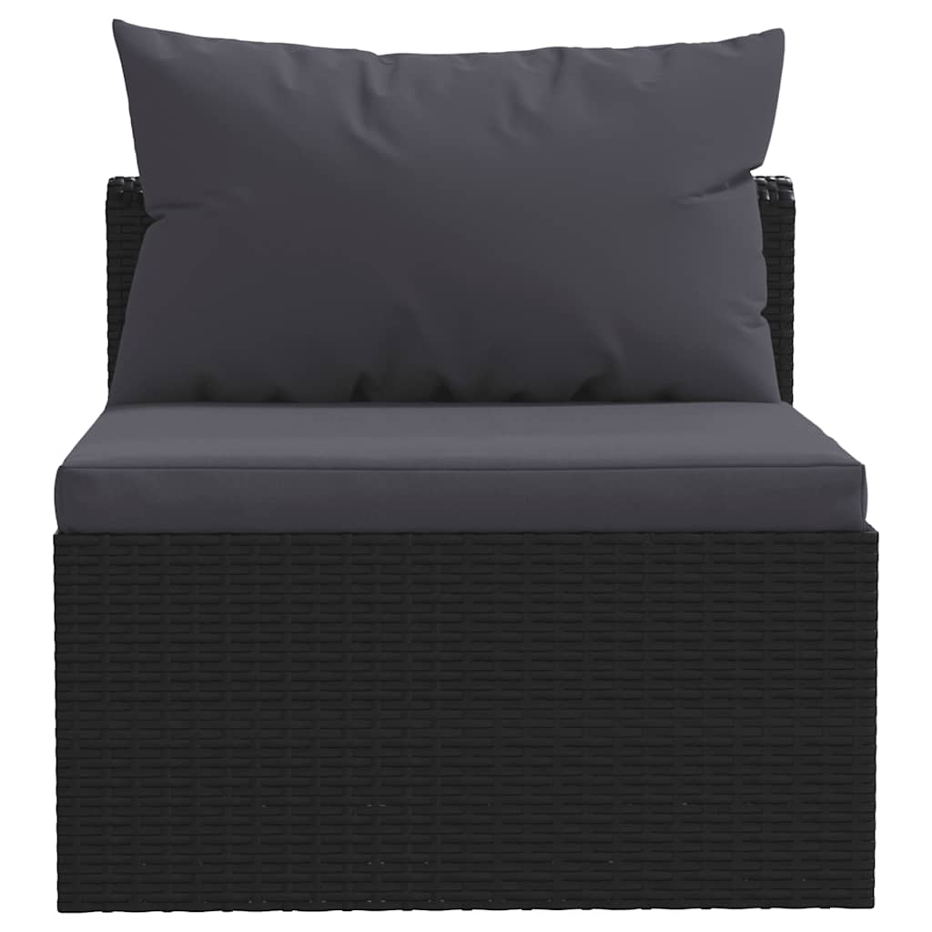 Set Divani da Giardino 7 pz con Cuscini in Polyrattan Nero | homemem39