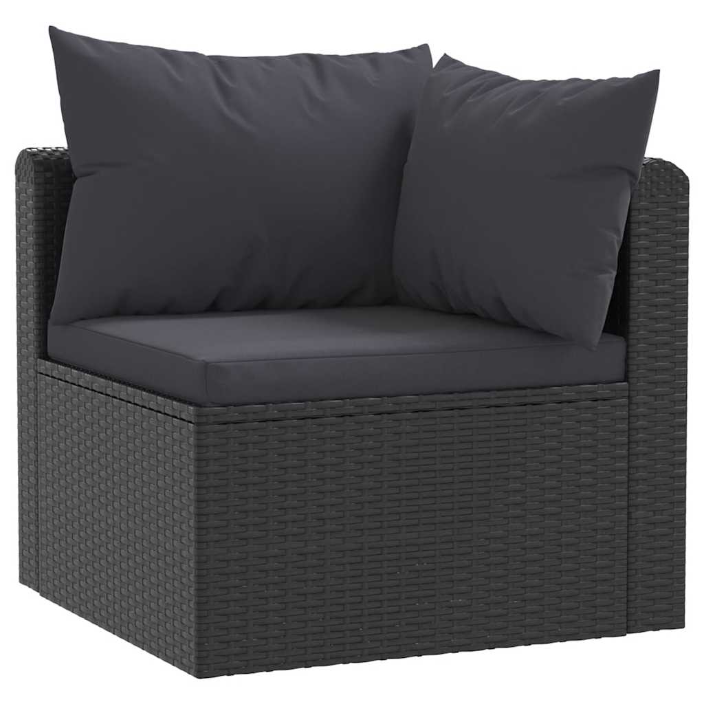 Set Divani da Giardino 7 pz con Cuscini in Polyrattan Nero | homemem39