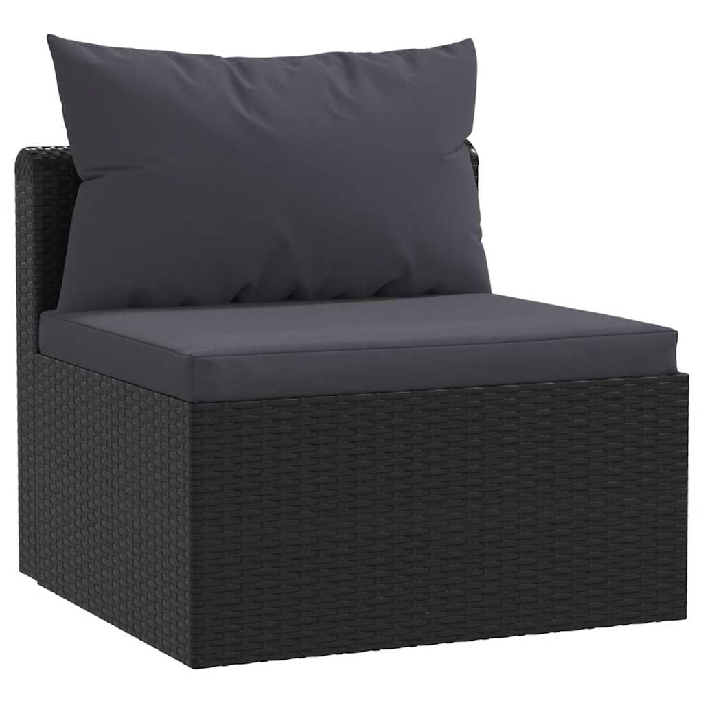 Set Divani da Giardino 7 pz con Cuscini in Polyrattan Nero | homemem39