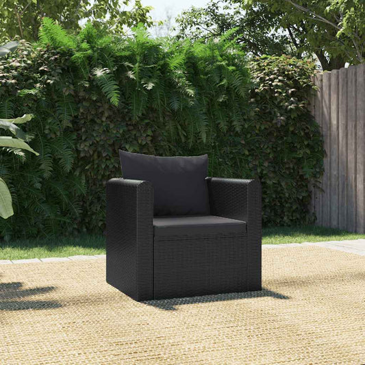 Poltrona con Cuscini in Polyrattan Nero | homemem39