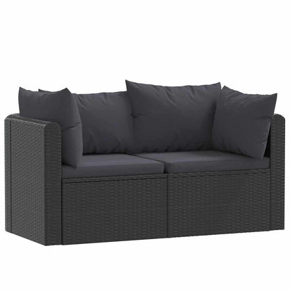 Set Divani da Giardino 2 pz con Cuscini in Polyrattan Nero - homemem39