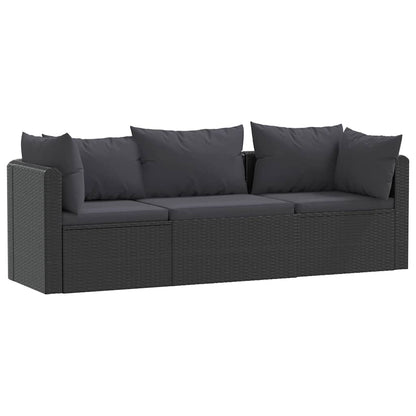 Set Divani da Giardino 3 pz con Cuscini in Polyrattan Nero - homemem39
