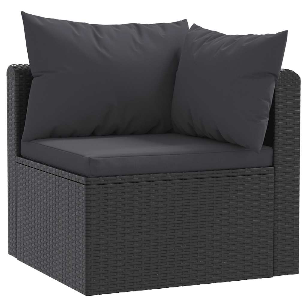 Set Divani da Giardino 3 pz con Cuscini in Polyrattan Nero - homemem39