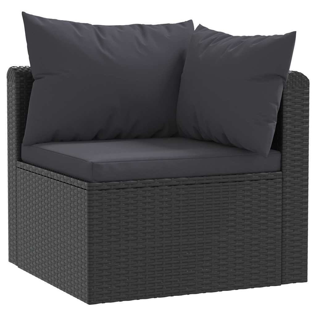 Set Divani da Giardino 4 pz con Cuscini in Polyrattan Nero - homemem39