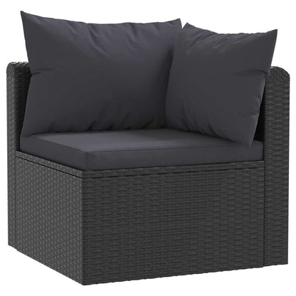 Set Divani da Giardino 4 pz con Cuscini in Polyrattan Nero - homemem39