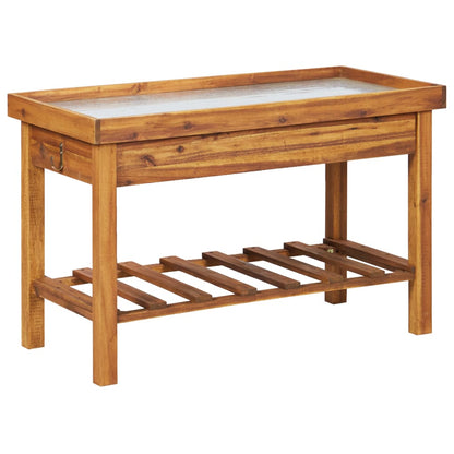 Banco da Lavoro per Giardino Piano in Zinco e Massello d'Acacia - homemem39