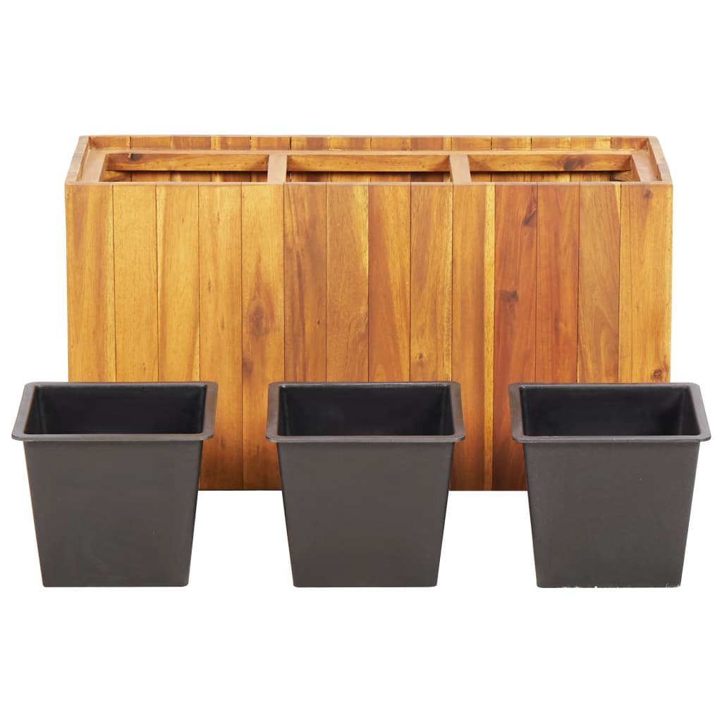 Letto Rialzato da Giardino con 3 Vasi in Legno Massello d'Acacia | homemem39