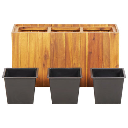 Letto Rialzato da Giardino con 3 Vasi in Legno Massello d'Acacia | homemem39