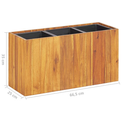Letto Rialzato da Giardino con 3 Vasi in Legno Massello d'Acacia | homemem39