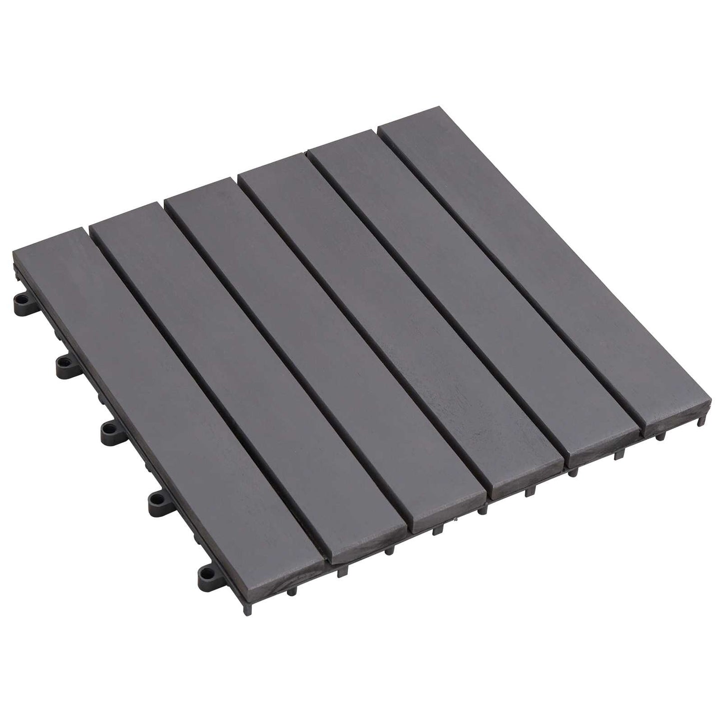 Piastrella per Decking 10 pcs Grigio 30 x 30 cm Legno di Acacia | homemem39