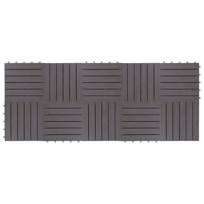 Piastrella per Decking 10 pcs Grigio 30 x 30 cm Legno di Acacia | homemem39