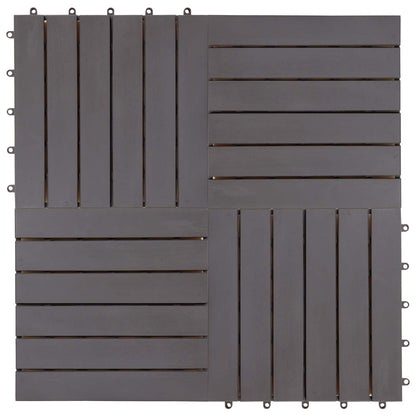 Piastrella per Decking 10 pcs Grigio 30 x 30 cm Legno di Acacia | homemem39