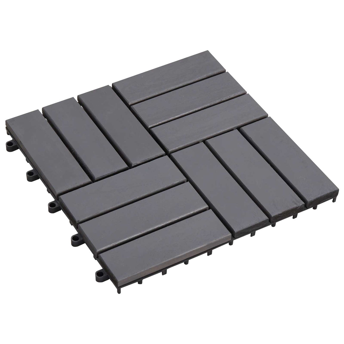 Piastrella per Decking 10 pcs Grigio 30 x 30 cm Legno di Acacia | homemem39