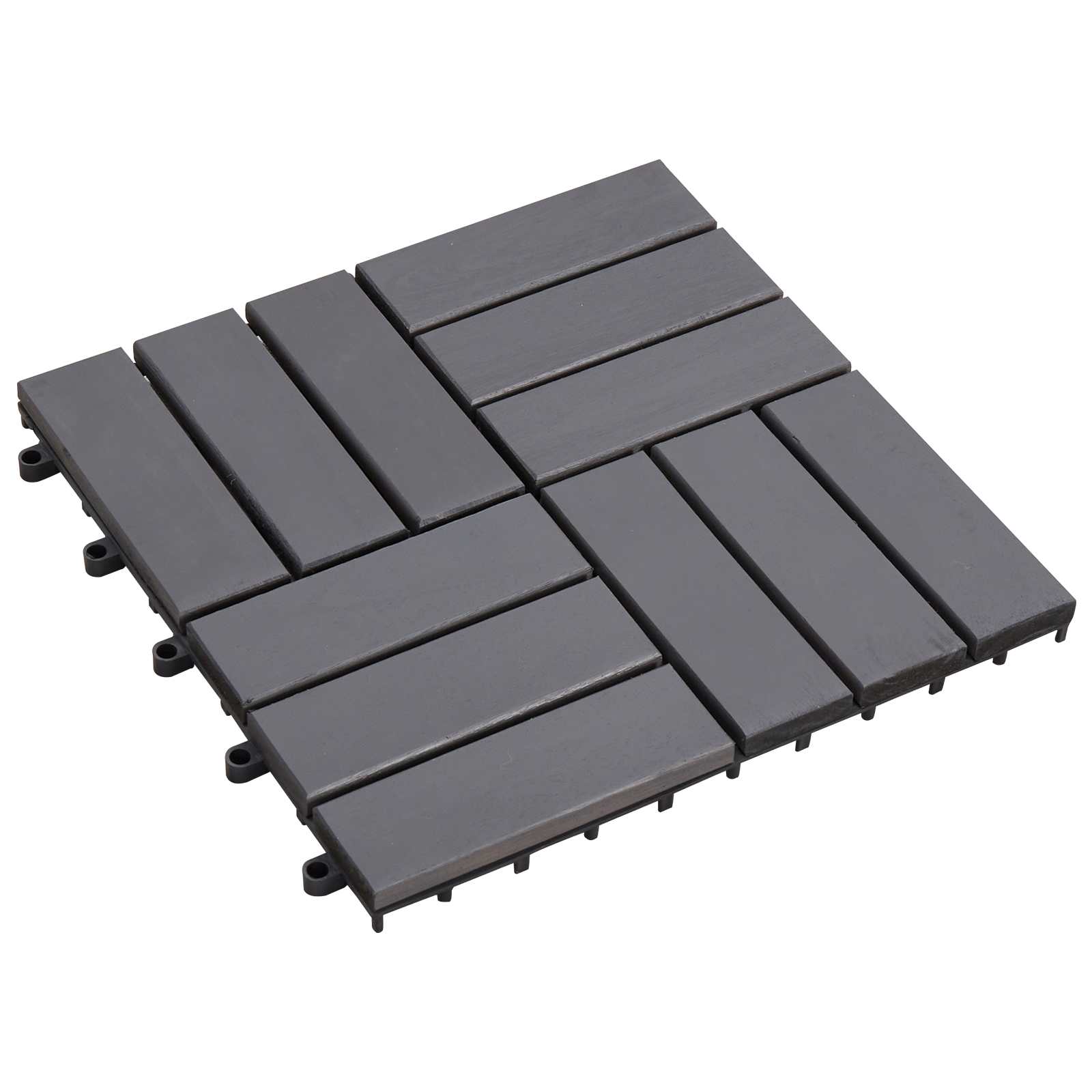 Piastrella per Decking 10 pcs Grigio 30 x 30 cm Legno di Acacia | homemem39