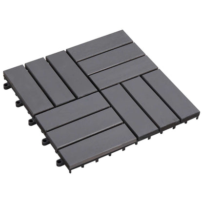 Piastrella per Decking 10 pcs Grigio 30 x 30 cm Legno di Acacia | homemem39