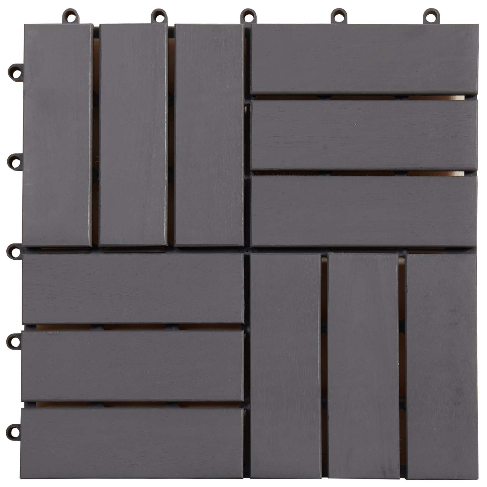 Piastrella per Decking 10 pcs Grigio 30 x 30 cm Legno di Acacia | homemem39