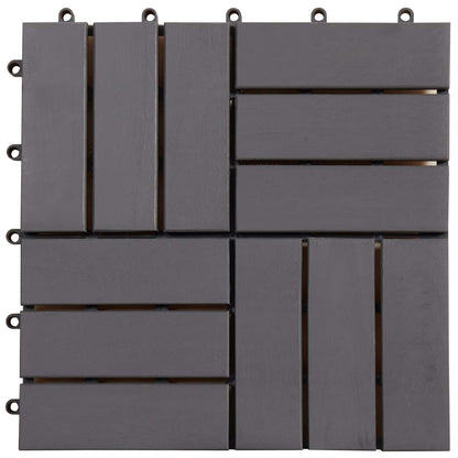 Piastrella per Decking 10 pcs Grigio 30 x 30 cm Legno di Acacia | homemem39