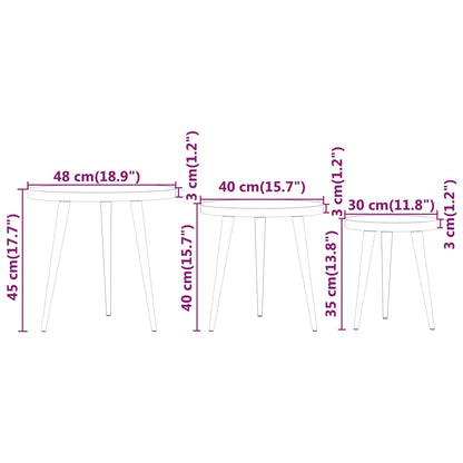 Set di Tavolini 3 pz Grigi in MDF e Ferro - homemem39