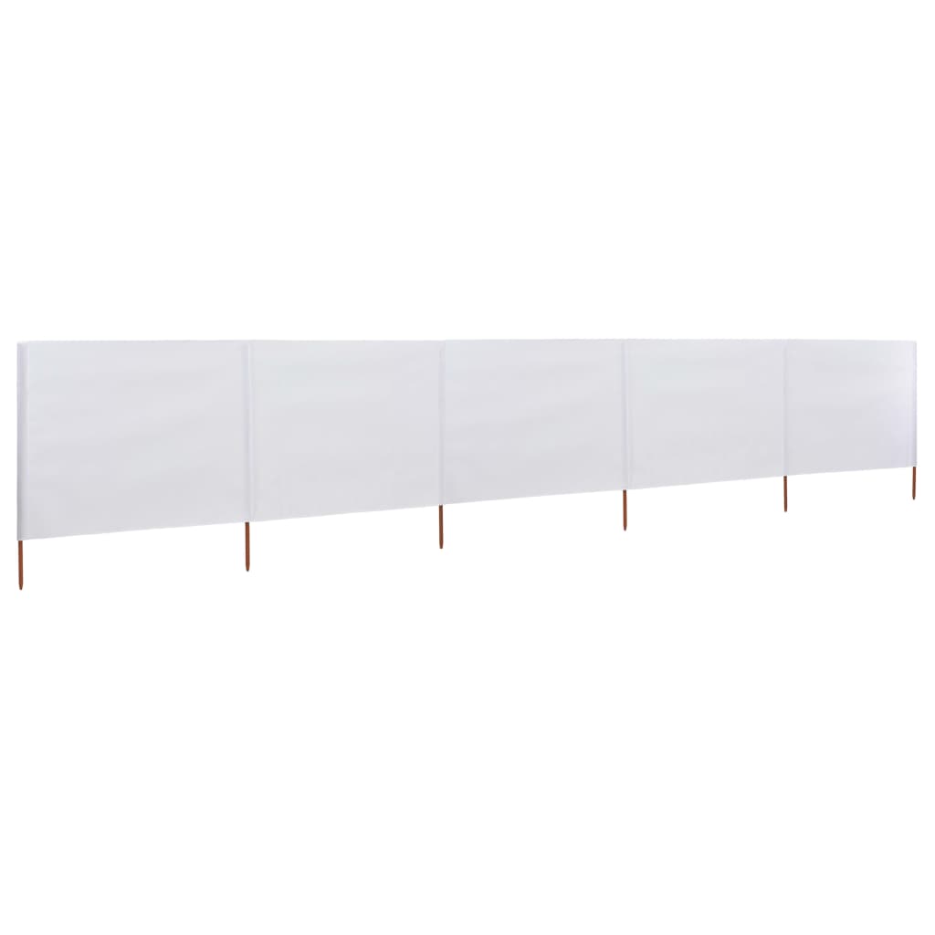 Paravento a 5 Pannelli in Tessuto 600x120 cm Bianco Sabbia - homemem39