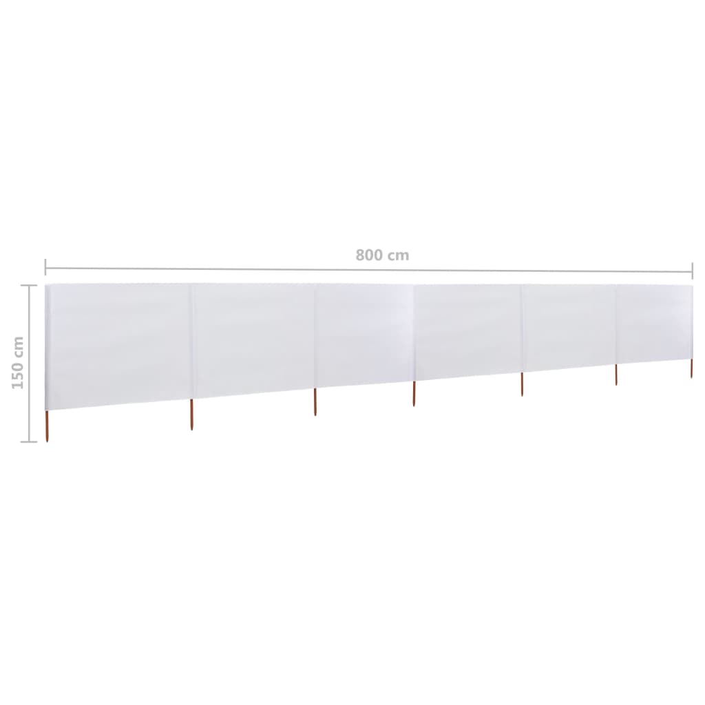 Paravento a 6 Pannelli in Tessuto 800x120 cm Bianco Sabbia - homemem39