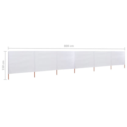 Paravento a 6 Pannelli in Tessuto 800x120 cm Bianco Sabbia - homemem39