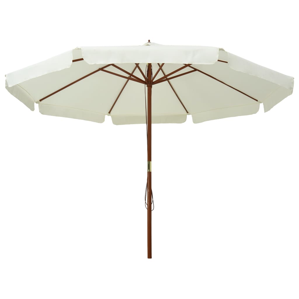 Ombrellone da Esterno con Palo in Legno 330 cm Bianco Sabbia - homemem39