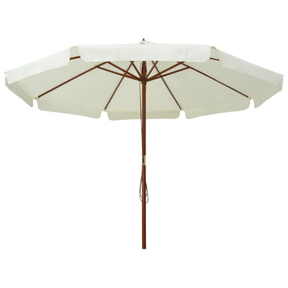 Ombrellone da Esterno con Palo in Legno 330 cm Bianco Sabbia - homemem39