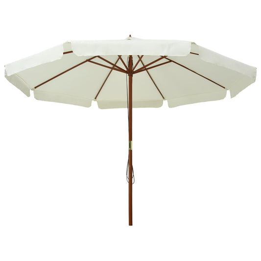 Ombrellone da Esterno con Palo in Legno 330 cm Bianco Sabbia - homemem39