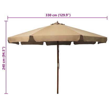 Ombrellone da Esterni con Palo in Legno 330 cm Grigio Talpa | homemem39