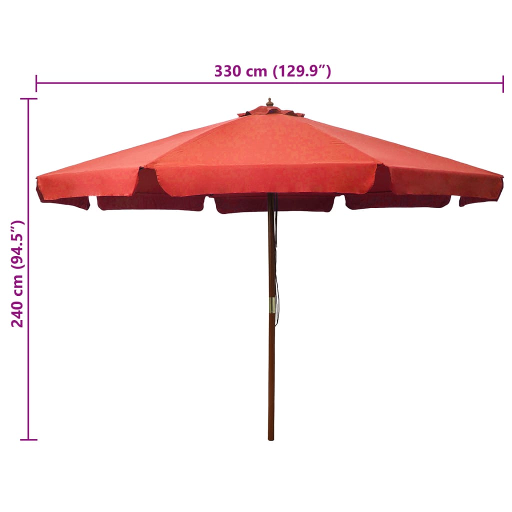 Ombrellone da Esterni con Palo in Legno 330 cm Terracotta | homemem39