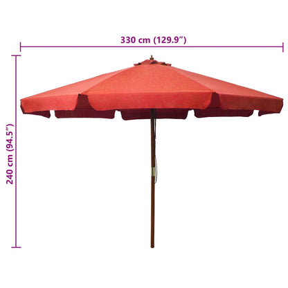 Ombrellone da Esterni con Palo in Legno 330 cm Terracotta | homemem39