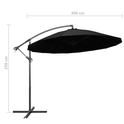 Ombrellone a Sbalzo Nero 3 m Palo in Alluminio | homemem39