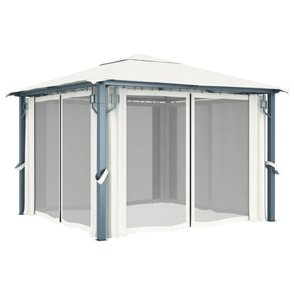 Gazebo con Tenda 300 x 300 cm Crema Alluminio - homemem39