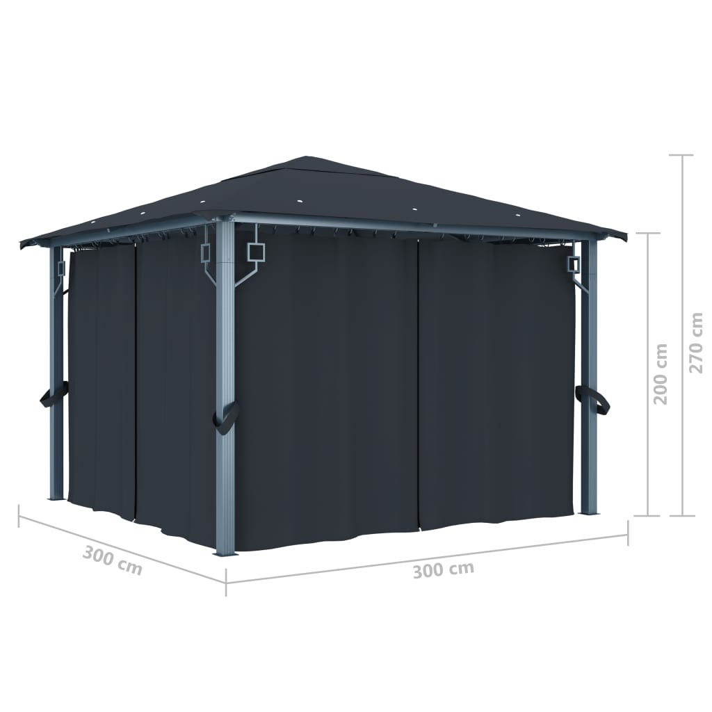 Gazebo con Tenda 300 x 300 cm Antracite Alluminio | homemem39