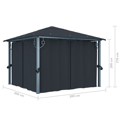 Gazebo con Tenda 300 x 300 cm Antracite Alluminio | homemem39