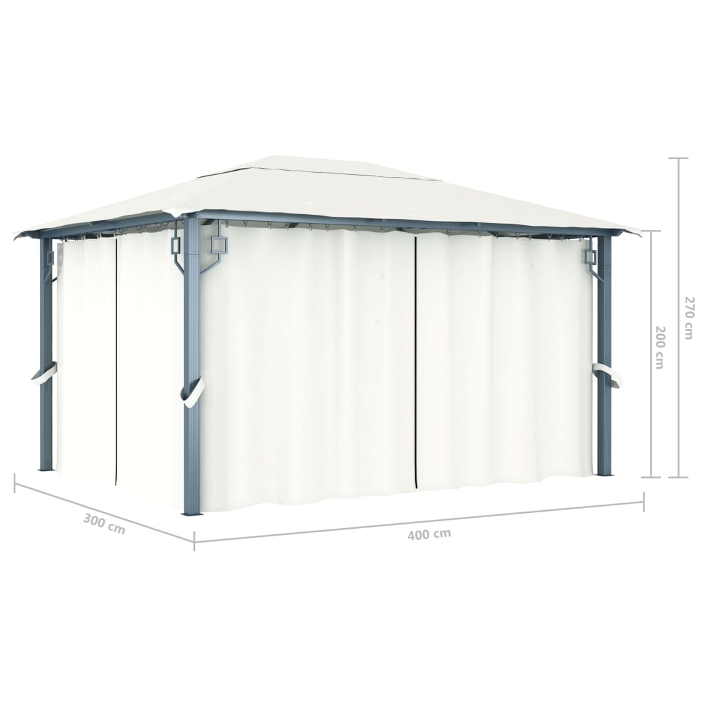 Gazebo con Tenda 400 x 300 cm Crema Alluminio | homemem39