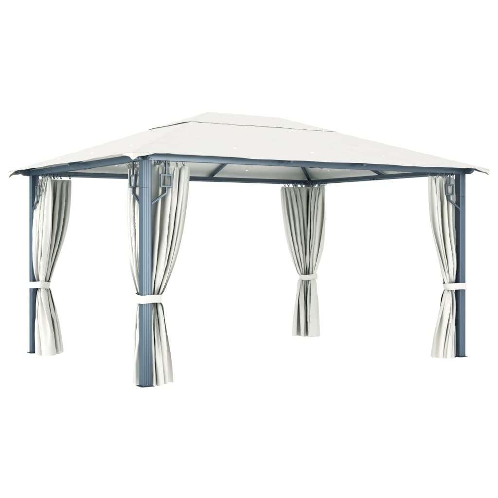Gazebo con Tenda 400 x 300 cm Crema Alluminio | homemem39