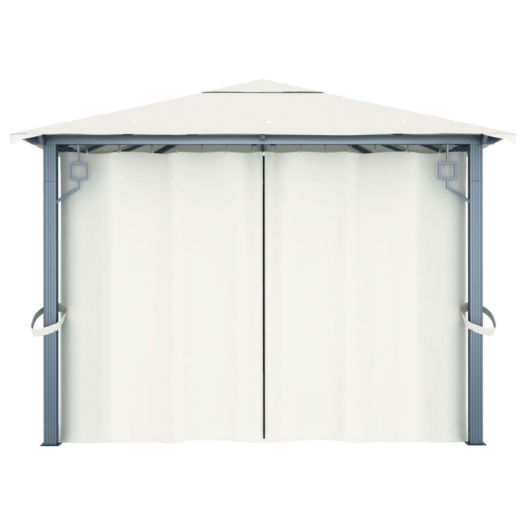 Gazebo con Tenda 400 x 300 cm Crema Alluminio | homemem39