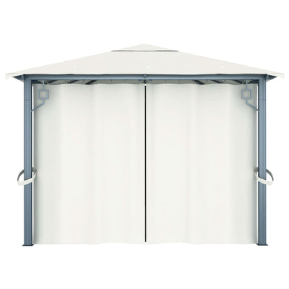 Gazebo con Tenda 400 x 300 cm Crema Alluminio | homemem39