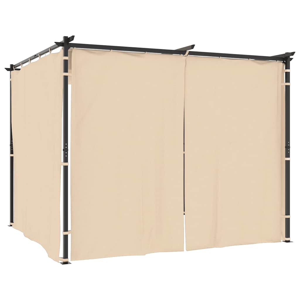 Gazebo con Tende 3x3 m Crema in Acciaio | homemem39