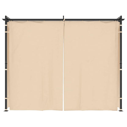 Gazebo con Tende 3x3 m Crema in Acciaio | homemem39