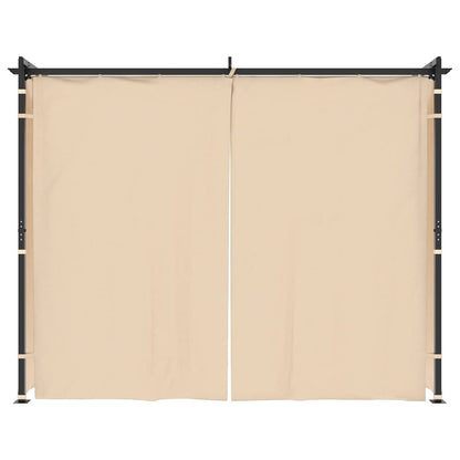 Gazebo con Tende 3x3 m Crema in Acciaio