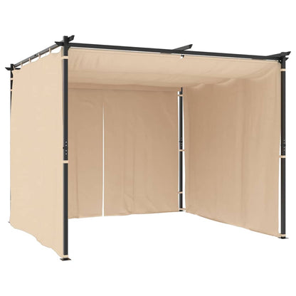 Gazebo con Tende 3x3 m Crema in Acciaio | homemem39