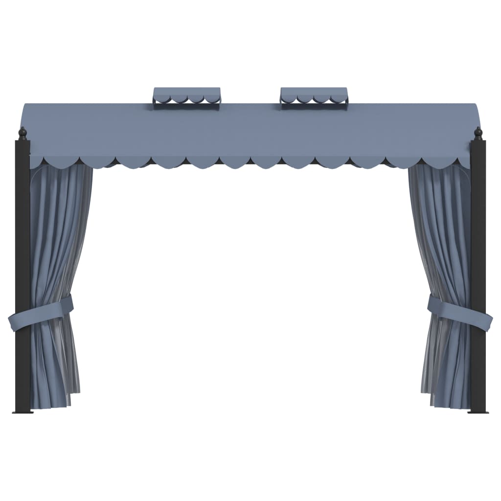 Gazebo con Tende 3x4 cm Antracite in Acciaio - homemem39