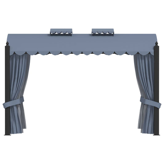 Gazebo con Tende 3x4 cm Antracite in Acciaio - homemem39